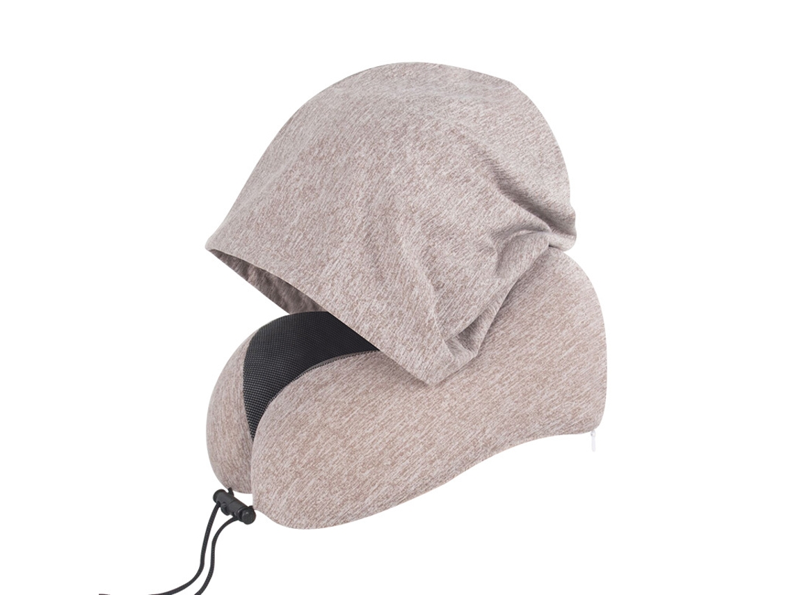 Almohada De Viaje, Almohada De Viaje Con Capucha, Soporte Para El Cuello, Material De Espuma Viscoelástica Cómodo, Color Café.