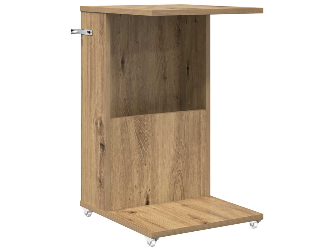 Mesa auxiliar con ruedas, roble artesanal, MAISON EXCLUSIVE (40x35x60 cm)