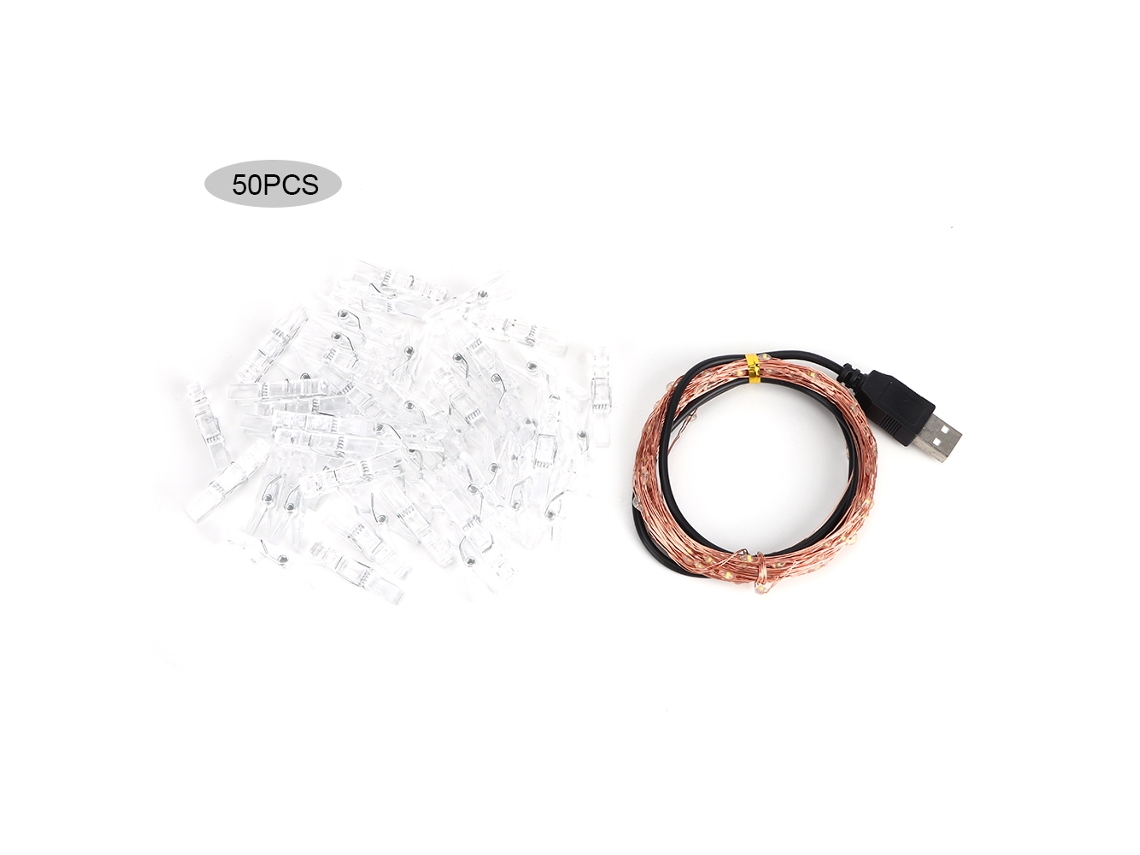 Tira De Led Con Clips Para Fotos, 100 Led, Cable De Cobre, Usb, Decoración Del Hogar, Navidad, Boda