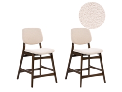 Conjunto De 2 Bancos De Bar Beliani Elaine De Bouclé Castanho 53x62x98
