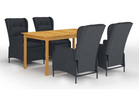 Conjunto 5 de comedor para jardín de VIDAXL gris oscuro