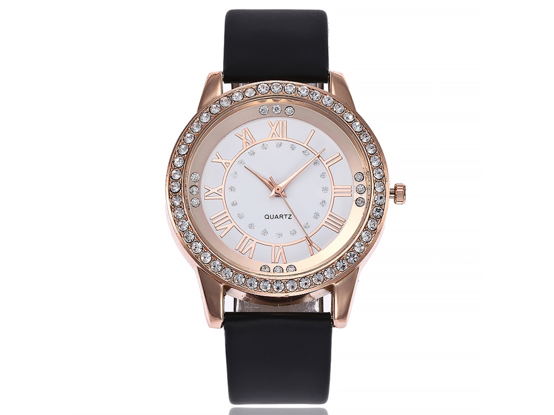 Reloj De Mujer Con Correa De Poliuretano, Movimiento De Cuarzo Y Estilo Sencillo (oro Rosa + Blanco).