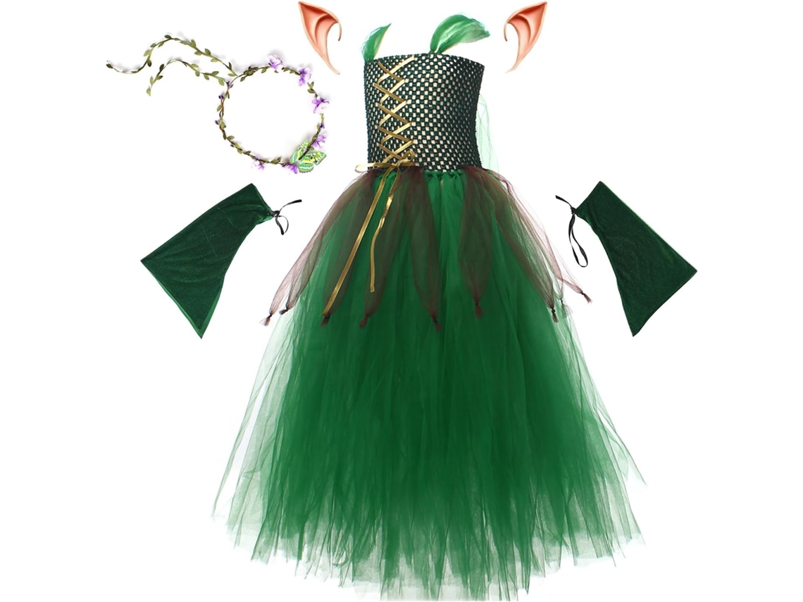Disfraz De Halloween Para Niñas - Falda De Hada Verde - Disfraz Transformable - Accesorio De Rol Par