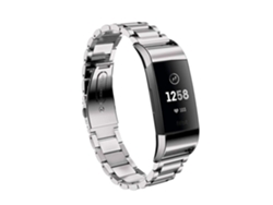 Pulsera de acero inoxidable macizo con hebilla de mariposa de 3 cuentas para Fitbit Charge 3, color dorado Ly Ebike
