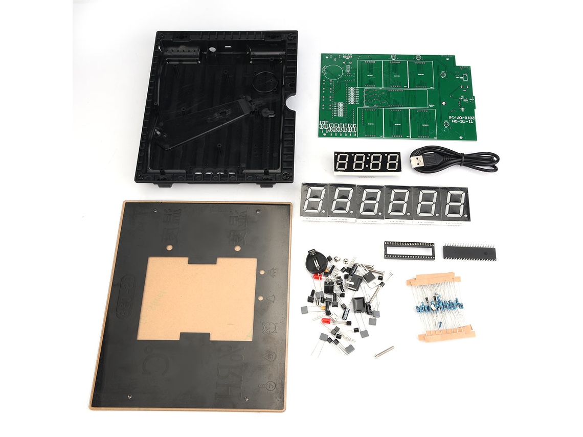 Kit Para Armar Un Reloj Digital Con Alarma, Pantalla Led Y Visualización De Temperatura Y Humedad.