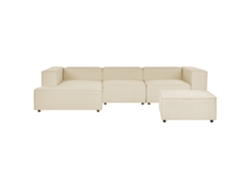 Sofá esquinero con reposapiés BELIANI Aprica de Lino Beige 326x180x68