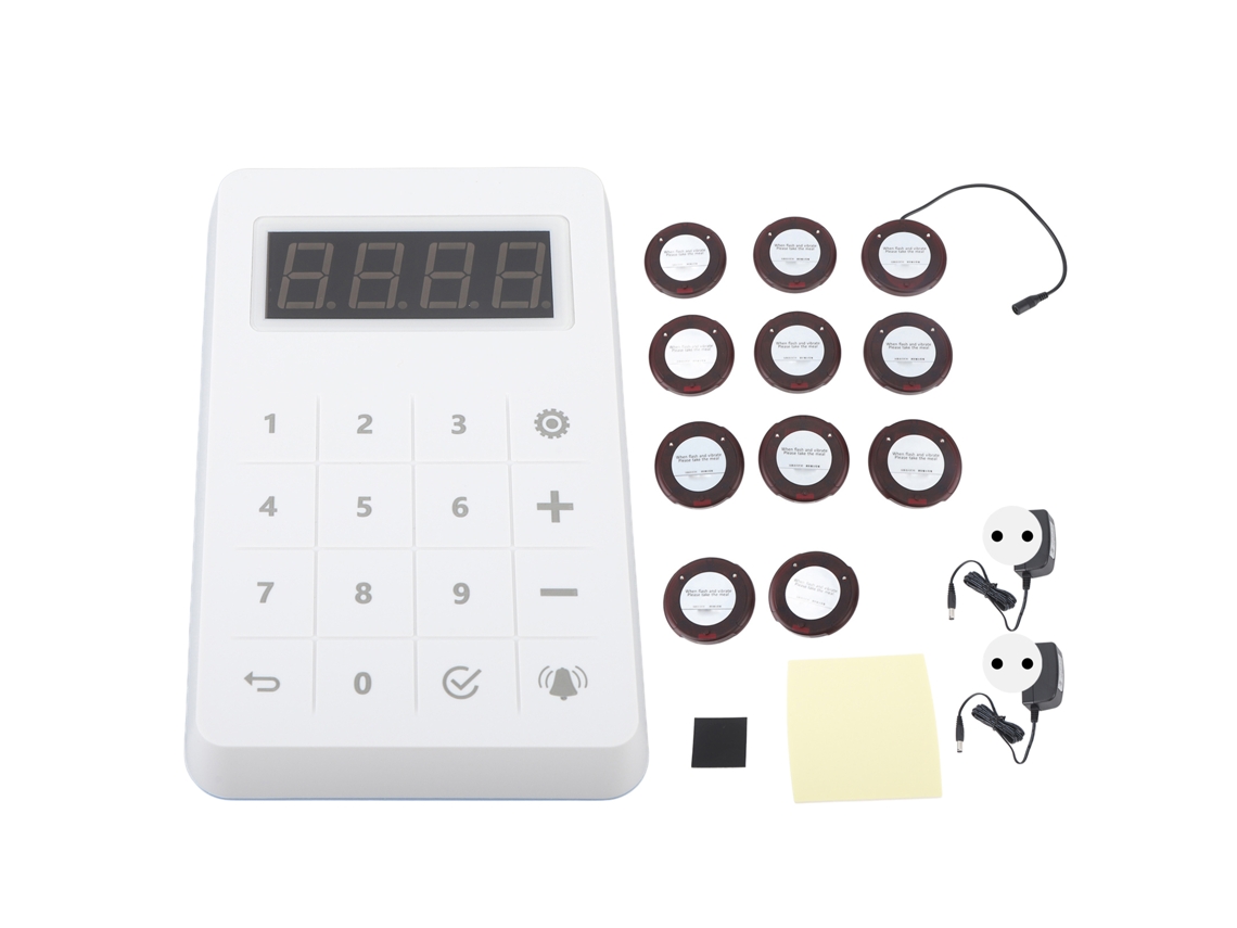 Batería inalámbrica redonda para restaurante, voltaje 100-240 V, enchufe UE