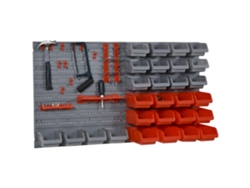 Juego De 44 Cajas De Herramientas De Pp Ajustables Para Montaje En Pared, De Color Rojo Y Gris.