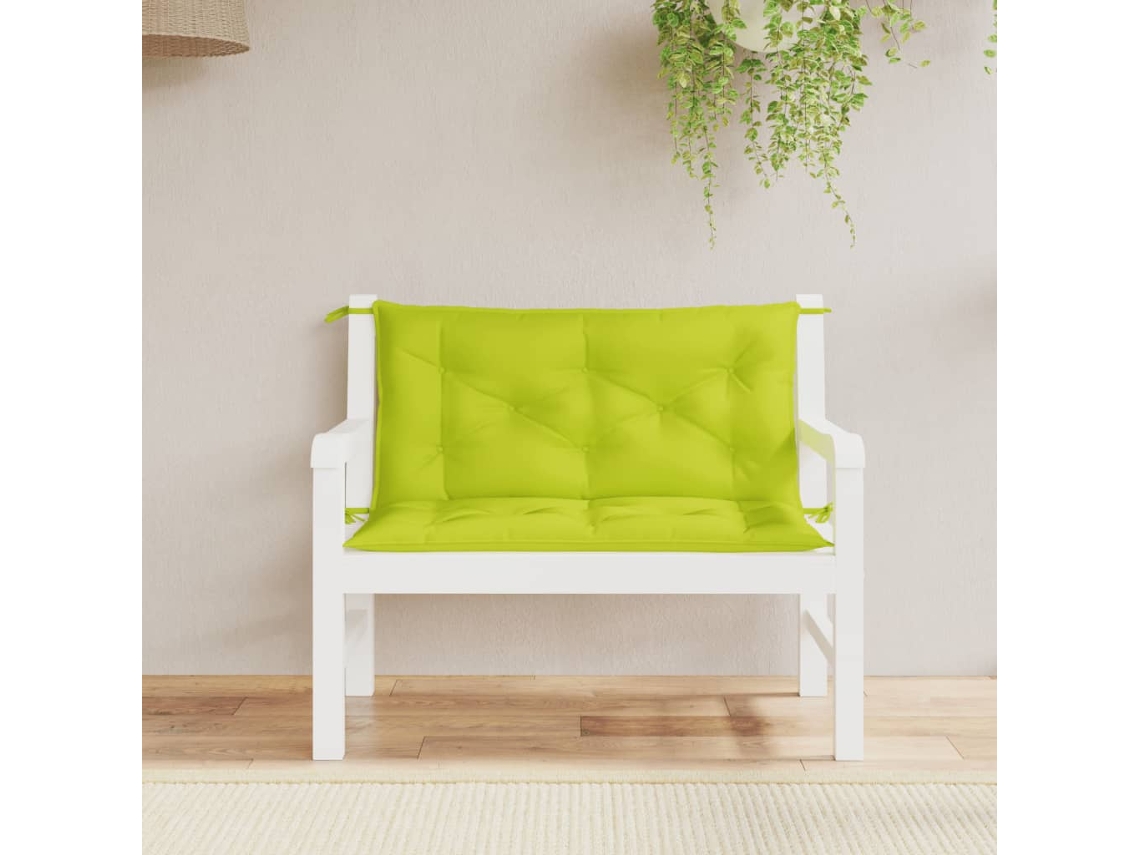 Cojines De Banco De Jardín 2 Uds Verde Brillante 100x50x7 Cm