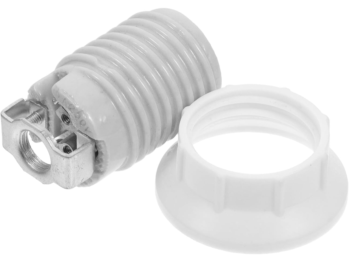Portalámparas Cerámica E14 Rosca Completa, Socket Blanco