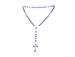 Collar Del Rosario Con Crucifijo Mate Azul Perlas Católicas Para Oración Regalo