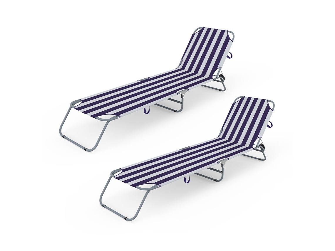 Silla de playa plegable Marbueno, paquete de 2, rayas azules y blancas, Marbueno Summer