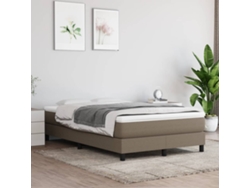 Cama Box Spring Con Colchón Tela Gris Taupe 120x200 Cm