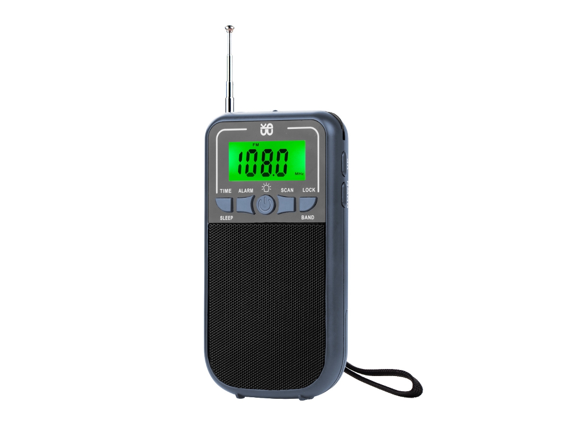 Mini radio portátil de bolsillo FM/AM/SW con receptor de radio DSP, altavoz integrado, pantalla LCD retroiluminada, despertador y función de apagado programado.