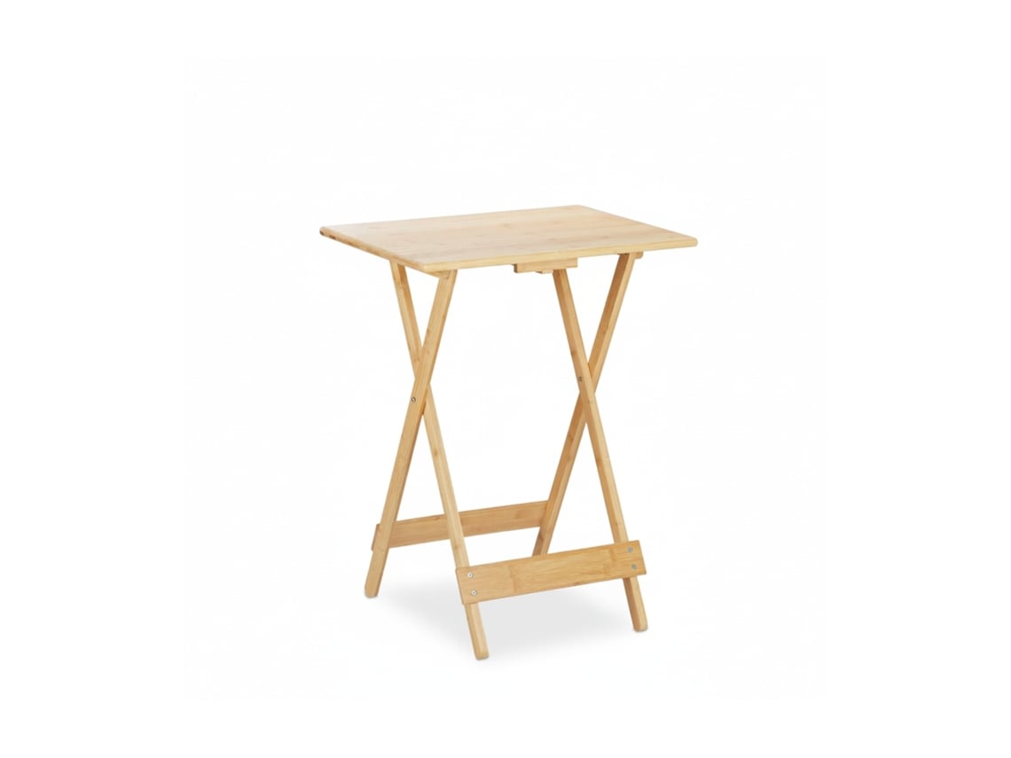Mesa plegable de bambú Relaxdays, para sala de estar, balcón y terraza, Alto x Ancho x Profundidad: 63,5 x 48 x 38 cm, Mesa auxiliar, Natural