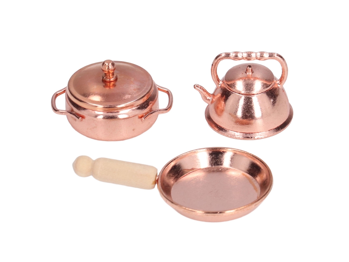 Juego De Utensilios De Cocina En Miniatura A Escala 1:12 Para Casa De Muñecas - Metal (3 Piezas)