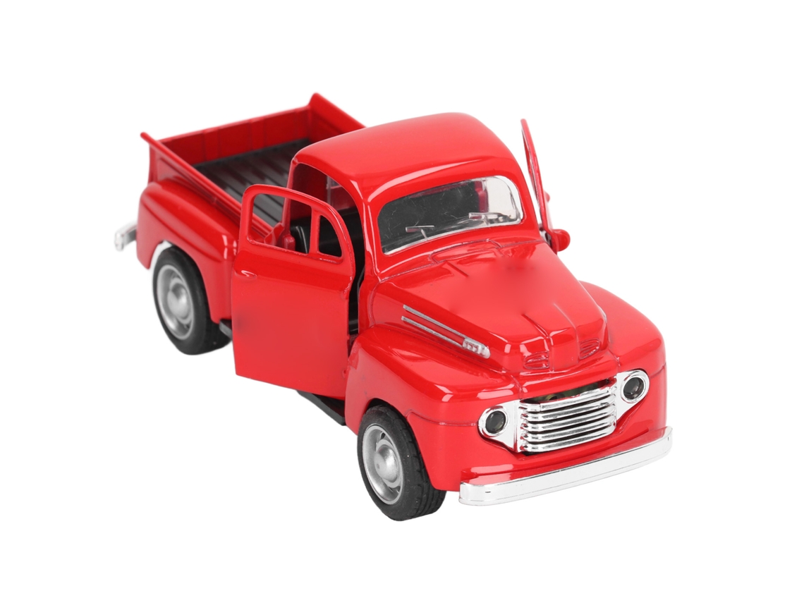 Rebe - Caminhonete de fricção em escala 1:32 para crianças pequenas, modelo seguro em liga metálica, brinquedo de jardim vermelho