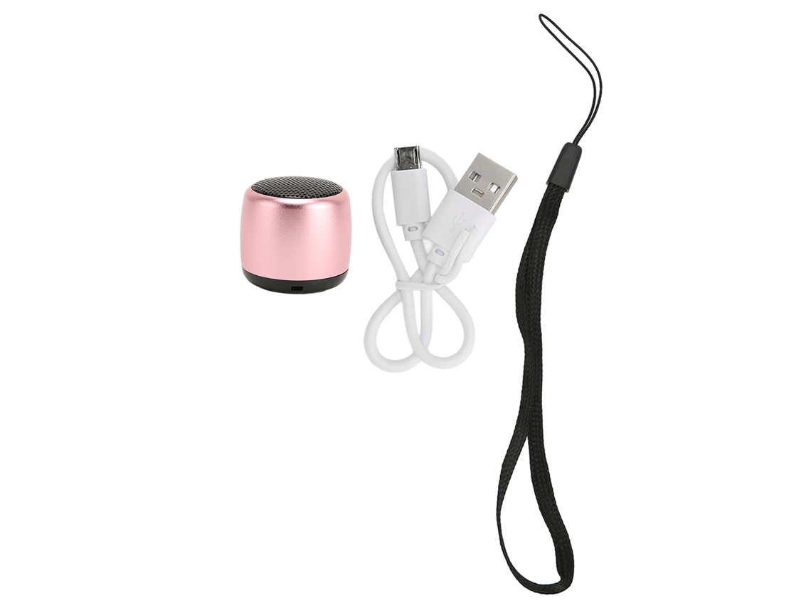 Mini Alto-falante Bluetooth Portátil Com Subwoofer Usb Recarregável Metal Rosa Para Celular Tablet Pc