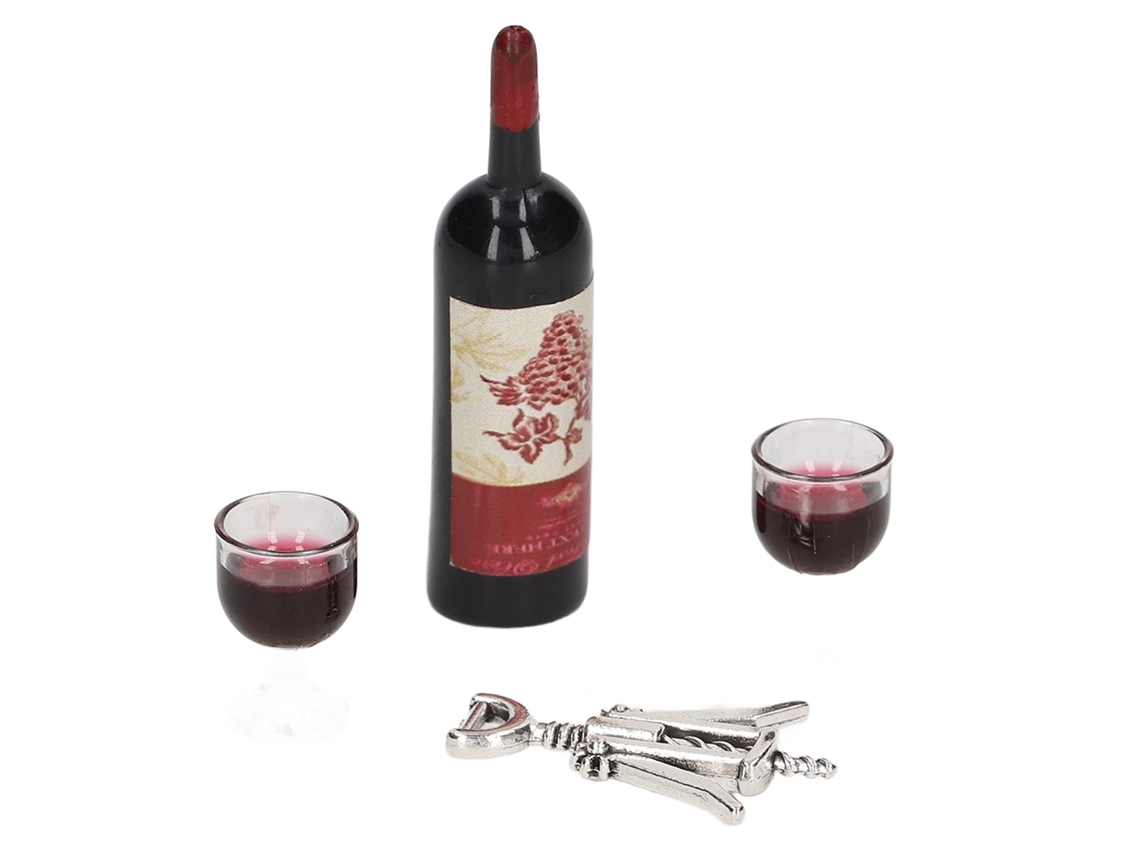 Ats-set De Vino Tinto Para Casa De Muñecas 1/12 Simulación Botellas Vasos Abridores Accesorios Decoración Miniatura