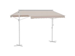 VPMKP - Toldo retráctil manual Outsunny 3x1,5 m, telescópico sin perforación, inclinación/altura ajustable, aluminio poliéster UV, rayas naranja/blanco | S/MARCA
