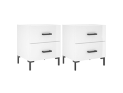 Maison Exclusive - Mesita Noche 2 Uds Madera Ingeniería Blanco Brillo 40x35x47,5cm