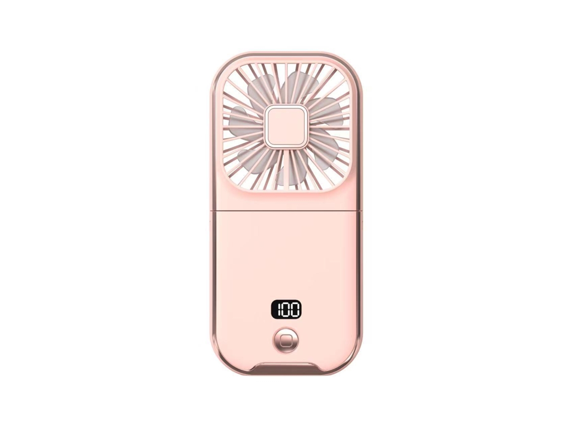 Ventilador Portátil (rosa) - Silencioso - Plegable - Velocidad Del Viento Ajustable - Con Pantalla Digital - Batería De 3000 Mah