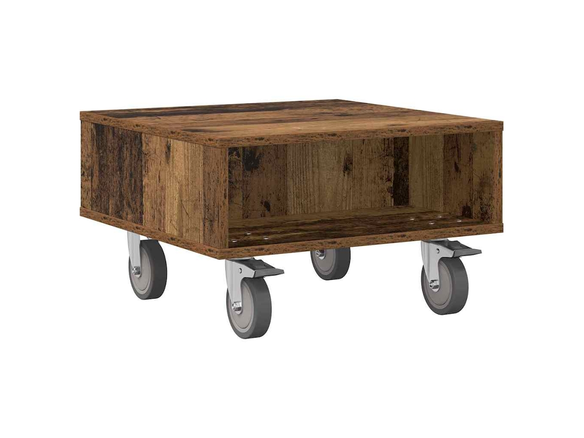 Mesa auxiliar con ruedas, madera antigua, MAISON EXCLUSIVE (50,5 x 50 x 30 cm)
