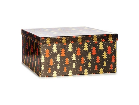 Jogo de Caixas Decorativas Árbol de Navidad Navidad 10 Peças Vermelho Preto Dourado Cartão