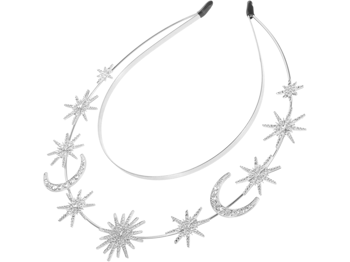 Bandeau Déesse Étoiles Y Lunes En Métal Double Cuelloche Para Enterrement De Vie De Jeune Fille Y ...