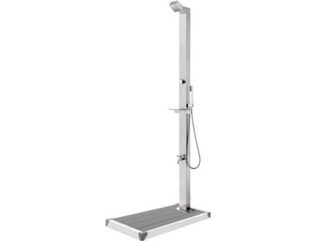 vidaXL Ducha de jardín con base gris 225 cm acero inoxidable