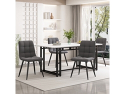 Mesa De Comedor - Tapa Efecto Mármol - Patas De Metal Negro - 140x80cm - Blanco Y Negro