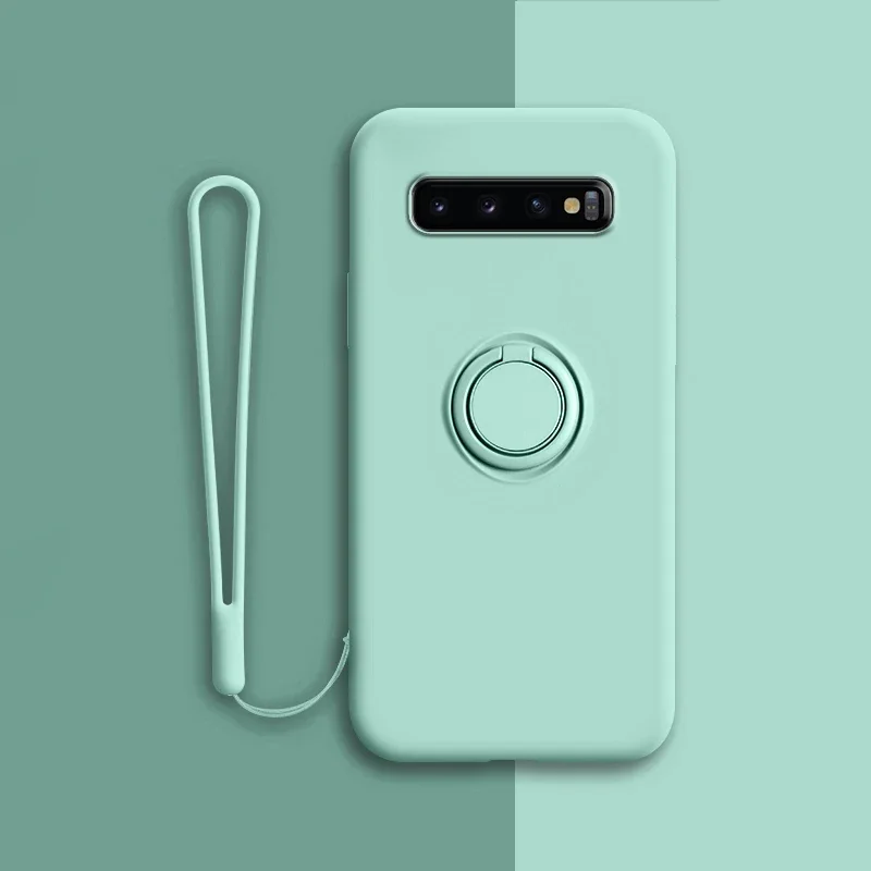 (samsung S8 Plus, Cian) Funda Protectora De Silicona Suave Para Teléfonos Samsung, Con Soporte De Anillo.