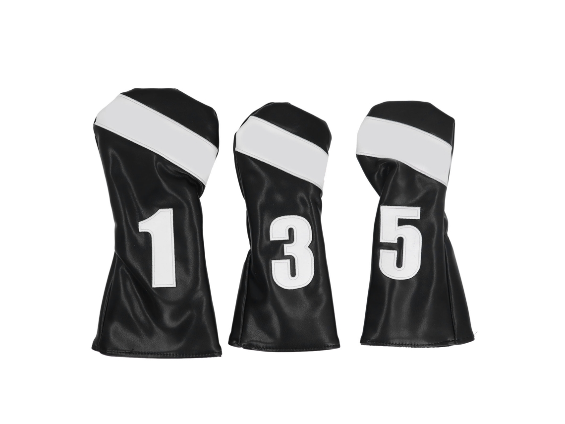 Ymsl 3pcs Funda Para Cabeza De Palo De Golf De Cuero Pu Impermeable Con Forro De Peluche Para Woods Negro Hxl