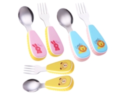 Cucharas y Tenedores para Bebé con Mango de Silicona - Cubiertos de Acero Inoxidable NEVEANCE