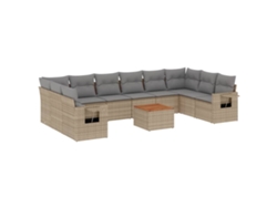 Maison Exclusive - Set De Sofás De Jardín 11pzas Con Cojines Ratán Sintético Beige