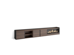 Mueble Tv, Televisión, 315x35x50cm, Para Tv Hasta 80", Chimenea Eléctrica Xxl, Roble Oscuro Y Negro