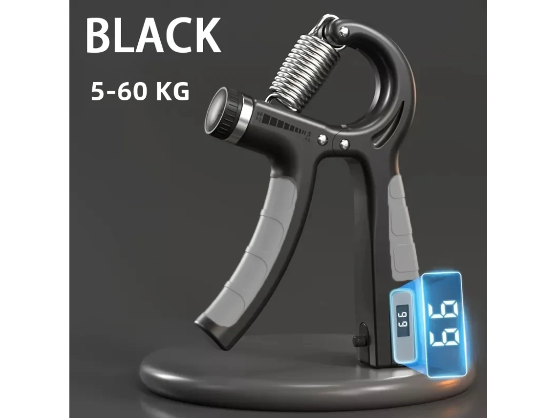 (negro Mejorado) Entrenador De Fuerza De Agarre Ajustable, Peso 5-60 Kg, Con Contador
