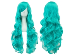 Peluca larga y rizada para cosplay de personajes de anime, 80cm (azul lago) Gertiz