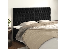Cabeceros 4 Unidades De Terciopelo Negro 100x7x78/88 Cm
