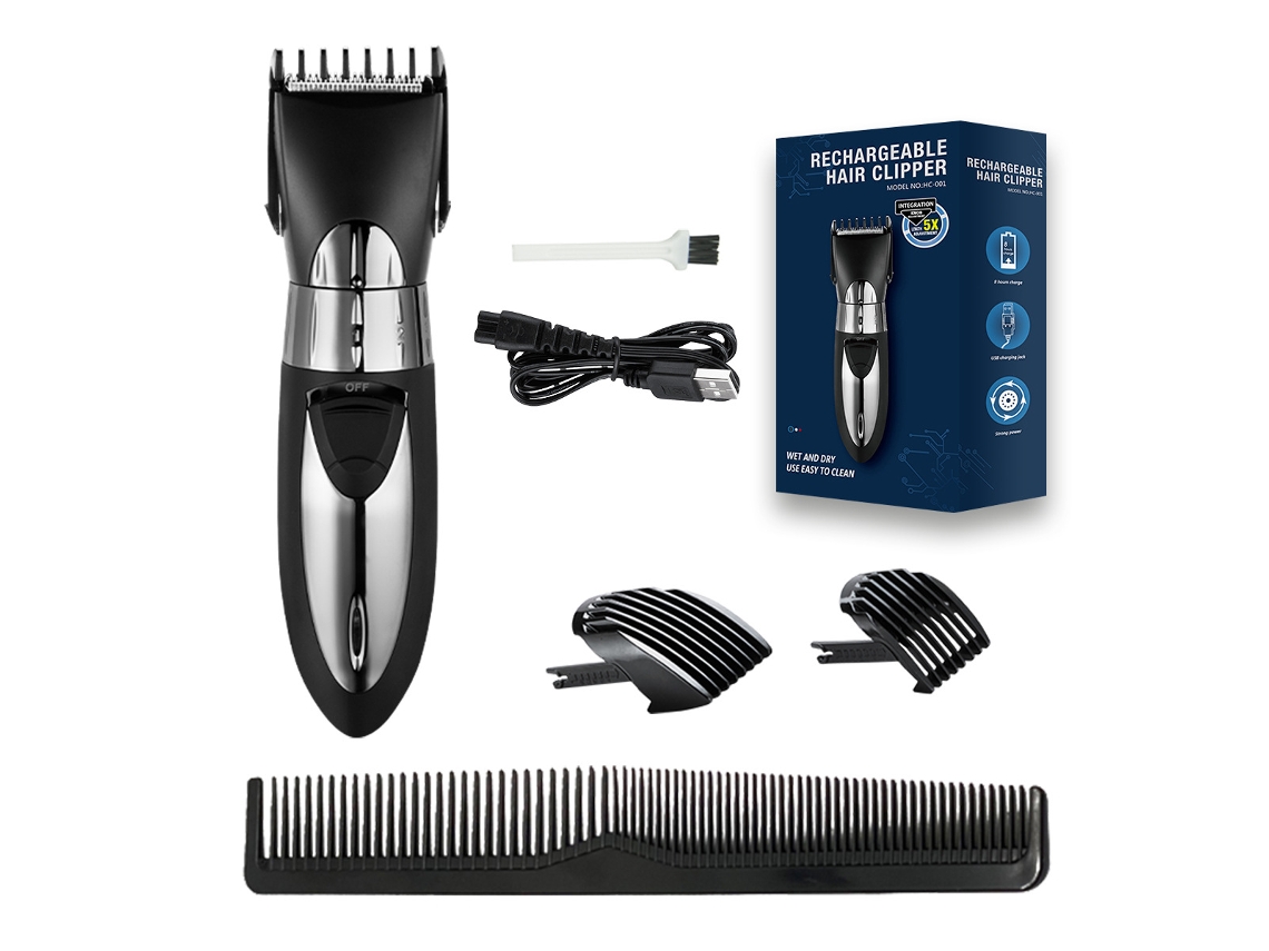 Máquina De Cortar Cabelo Profissional Masculina Sem Fio, Recarregável, Lavável, Totalmente À Prova D'água, Com Lâminas De Aço (preta).