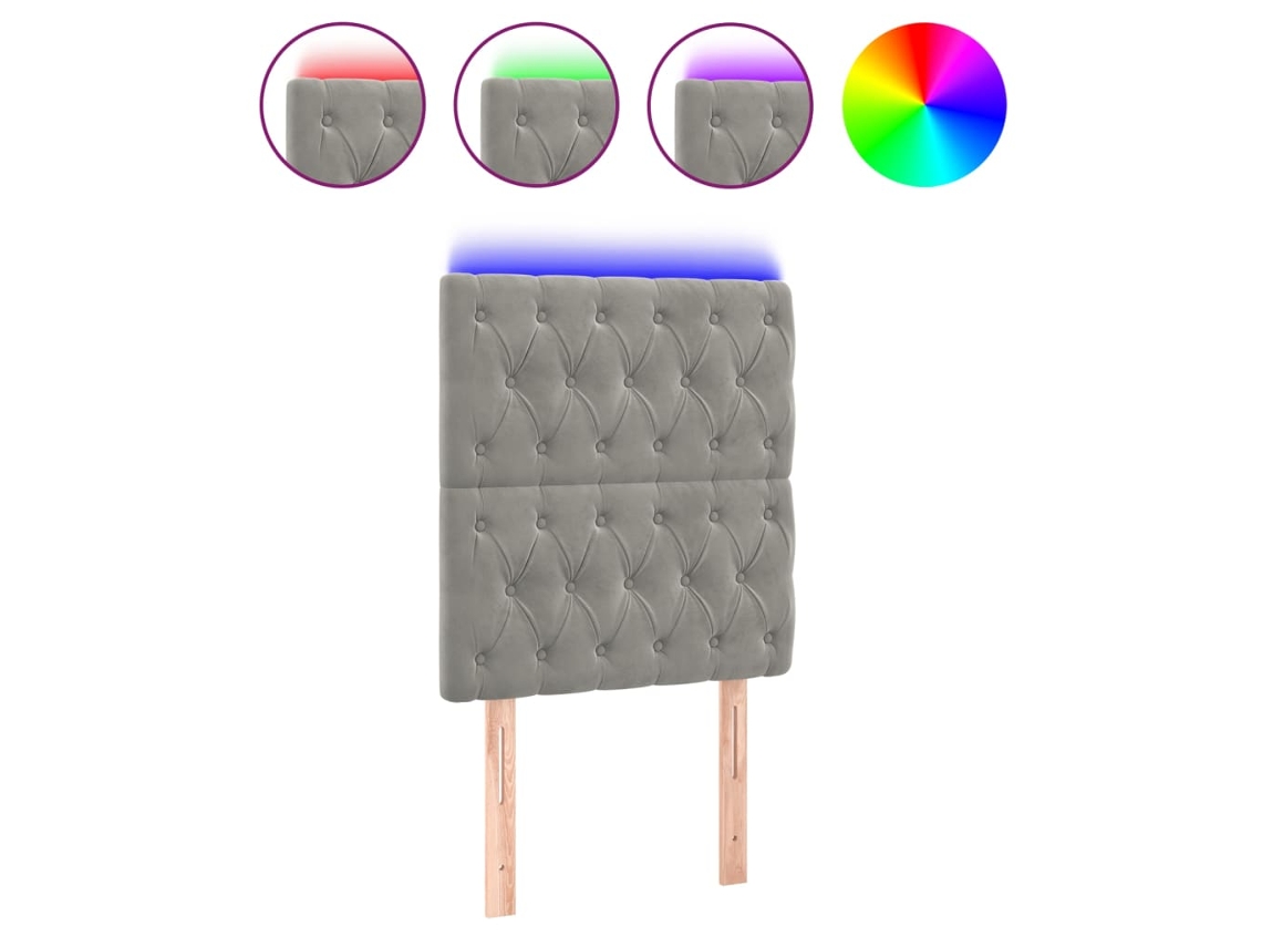 Cabecero de cama de terciopelo gris claro con luces LED MAISON EXCLUSIVE (80x7x118 cm)