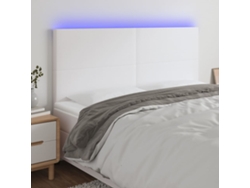 Cabecero Con Luces Led Cuero Sintético Blanco 160x5x118/128 Cm