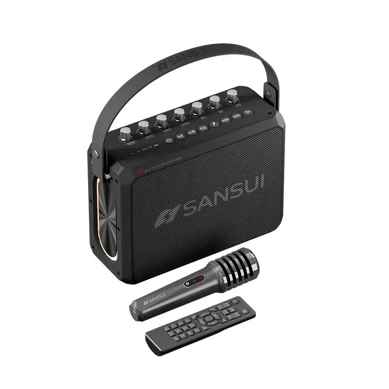 Altavoz Bluetooth (negro) Para Música Doméstica, Micrófono, Entrada Aux/fm/tf, Reproductor De Música Bluetooth.