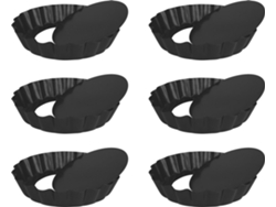 Moldes Para Mini Quiches, De Metal, Juego De 6, 10 Cm De Diámetro, Gris Oscuro.