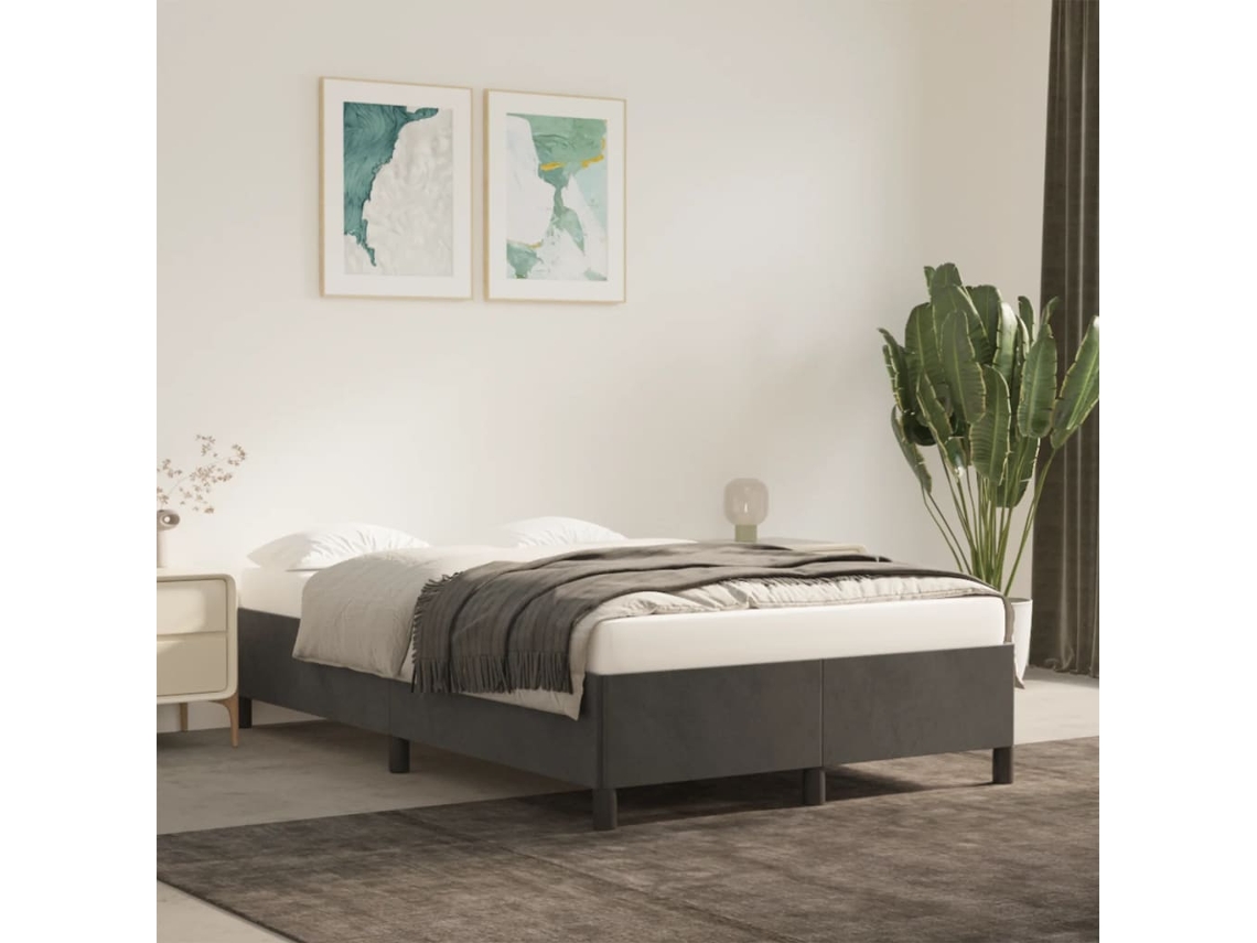 Estructura De Cama Sin Colchón Terciopelo Gris Oscuro 120x190cm