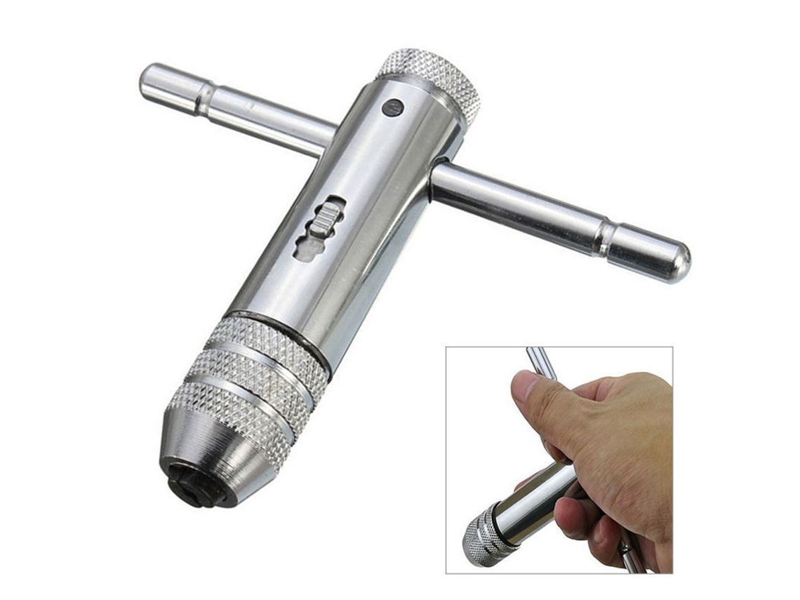 Porta Fichas De Rosca De Trinquete M3-m8 Manual Duradero De Metal Color Plata Tamaño Pequeño