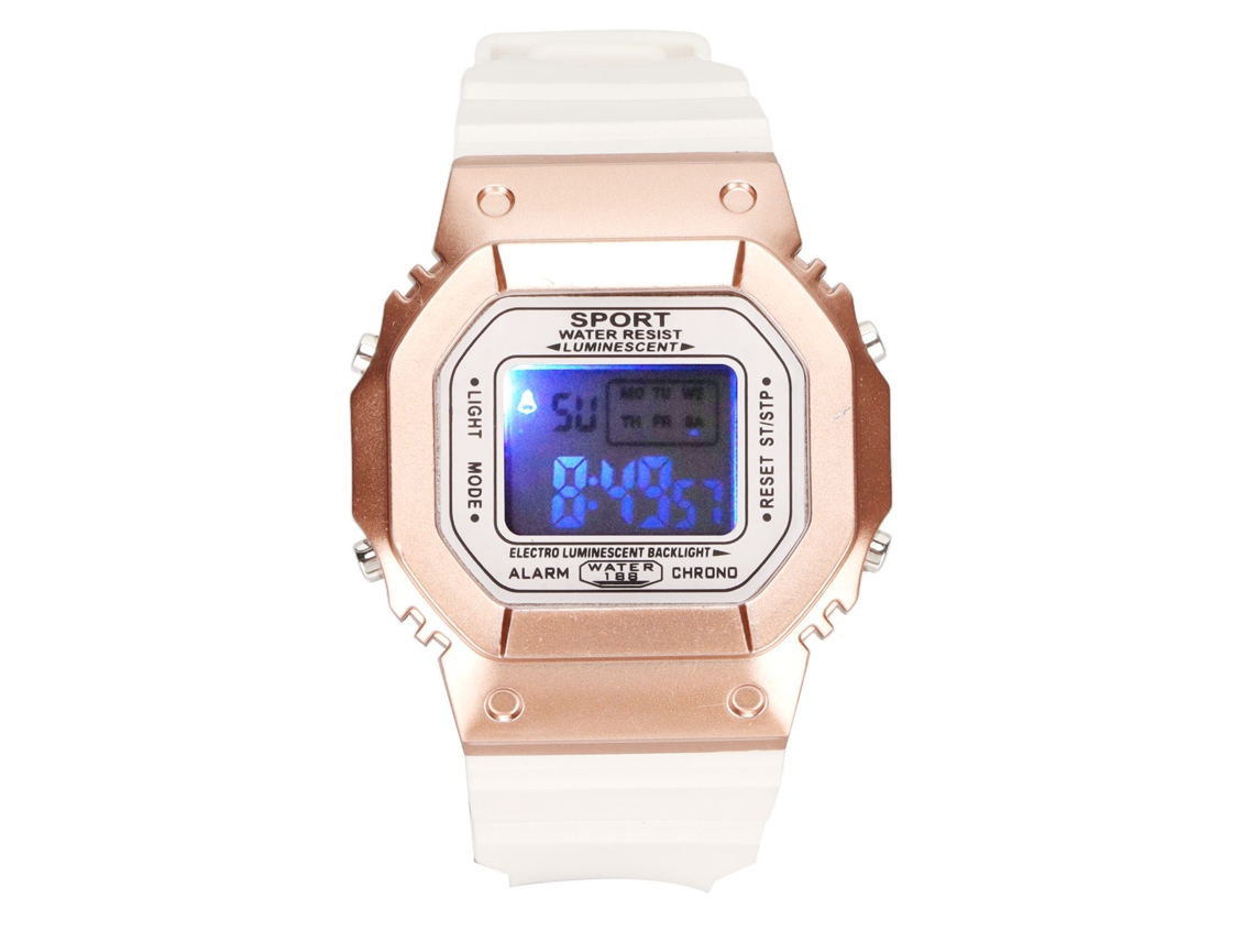 Reloj Electrónico Digital, Resistente Al Agua, Con Luz, Informal, Deportivo, Para Hombres, Mujeres, Estudiantes, Blanco, Oro Rosa.