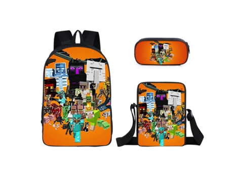 KOHREE Mochila escolar para estudiantes de Minecraft, juego de tres piezas