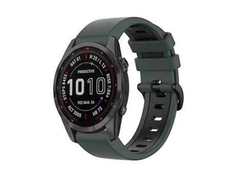 Correa para Garmin Fenix 7S Solar Sapphire 22mm Correa de silicona para reloj deportivo Bicolor Verde oliva-Negro VENISYMLIS