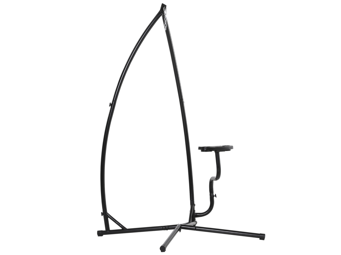 Estructura De Silla Colgante Con Mesa Auxiliar, 190 Cm, 120 Kg, Metal Negro.